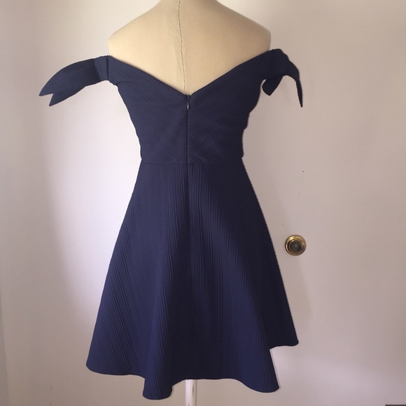 NWOT Topshop Navy Bardot Dress - Picture 2 of 4